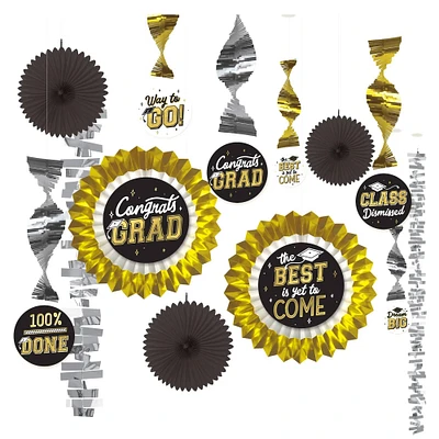 Black, Silver & Gold Graduation Decorating Kit