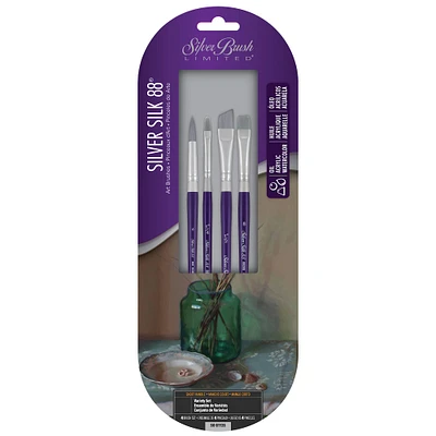 6 Pack: Silver Brush Limited® Silver Silk 88® Short Handle Variety Brush Set