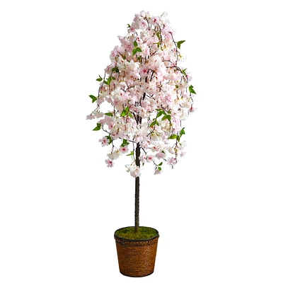 6ft. Cherry Blossom Artificial Tree in Wicker Planter