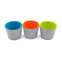 Welaxy Felt 3 Piece Orange, Green & Turquoise Storage Cups