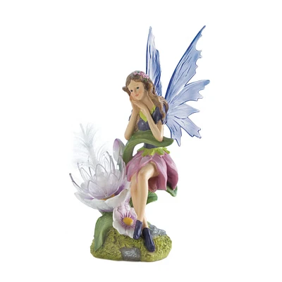 12.25" Solar Fairy with Flower Statue