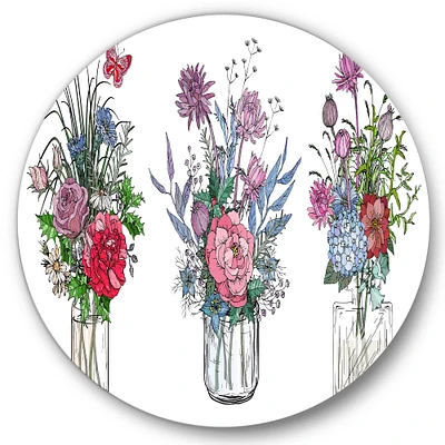 Designart - Bouquets of Wildflowers In Transparent Vases I