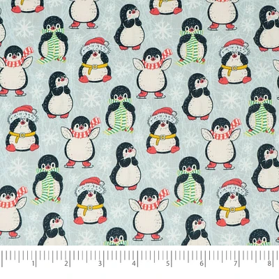 SINGER Christmas Holiday Penguins Cotton Fabric