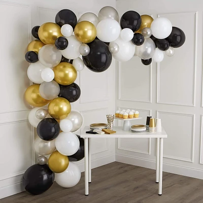 6 Pack: 10ft. Black, White, Gray & Gold Balloon Garland by Celebrate It™