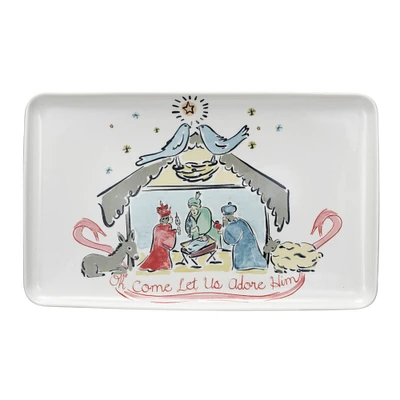 Hello Honey® 13" Nativity Oh Come Let Us Adore Him Stoneware Platter