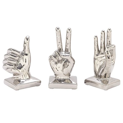CosmoLiving by Cosmopolitan Silver Hand Sculpture Set