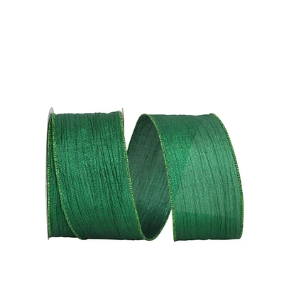 Reliant 2.5" x 10yd. Emerald Crushed Lamé Glimmer Wired Ribbon