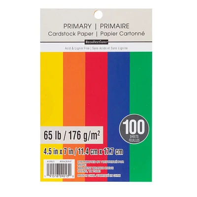 Primary 4.5" x 7" Cardstock Paper by Recollections™, 100 Sheets