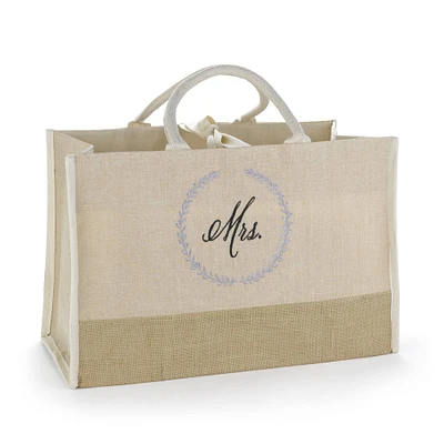 Hortense B. Hewitt Co. Rustic Wreath Mrs. Jute Tote Bag