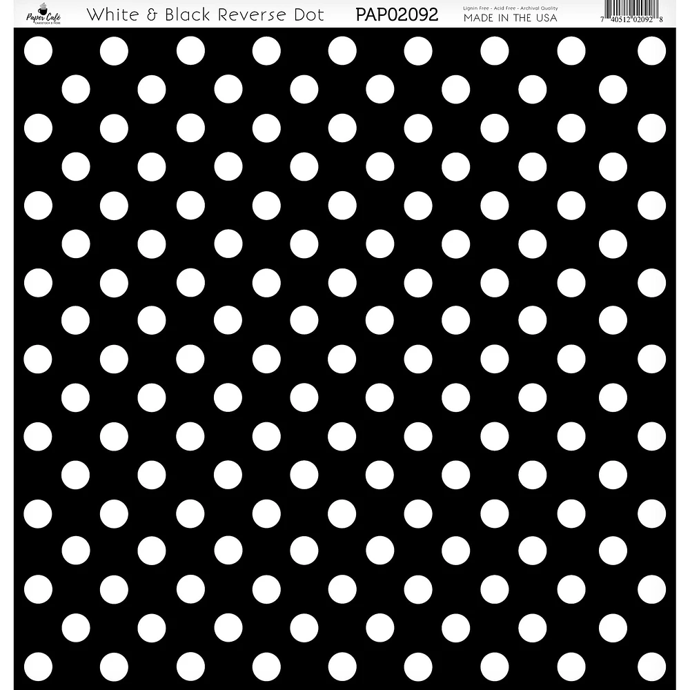 Paper Café White & Reverse Dot 12" x 12" Cardstock