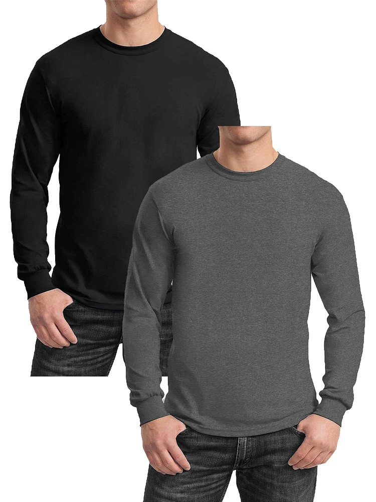 Galaxy by Harvic Long Sleeve Crew Neck Men's T-Shirt 2 Pack