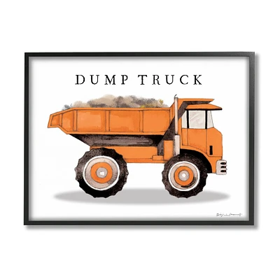 Stupell Industries Orange Dump Truck Traditional Construction Vehicle in Frame Wall Art