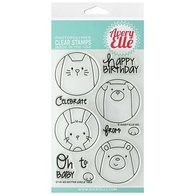 Avery Elle Critter Circle Tag Clear Stamp Set