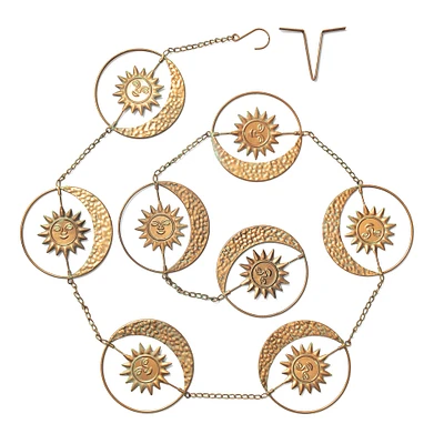 Glitzhome® 8.5ft. Faux Copper Patina Finish Sun & Moon Rain Chain