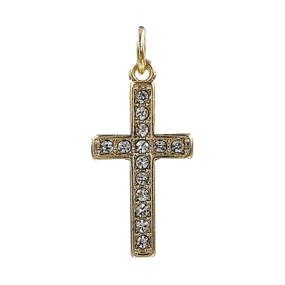 12 Pack: Charmalong™ 14K Gold-Plated Pavé Cross Charm by Bead Landing™