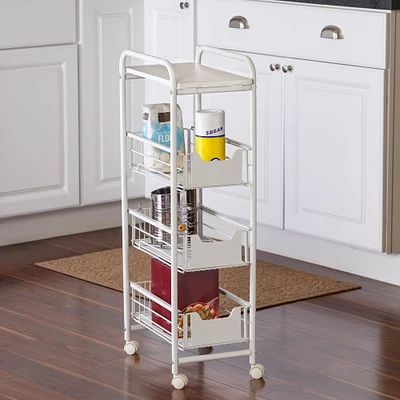 Honey Can Do White 4-Tier Slim Rolling Cart