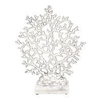 15" Silver Aluminum & Marble Coral Sculpture