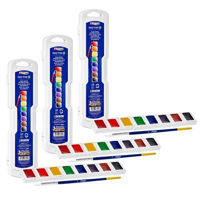 12 Packs: ct. ( total) Prang® Color Half Pan Watercolor Set with Brush