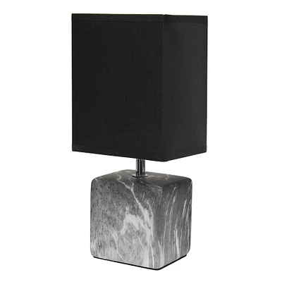 Simple Designs Black Marbled Ceramic Table Lamp
