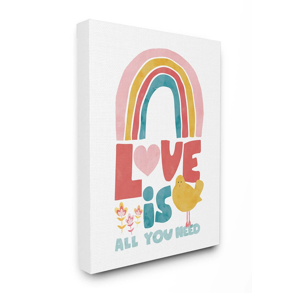 Stupell Industries Whimsical Rainbow Love Is All You Need Canvas Wall Art