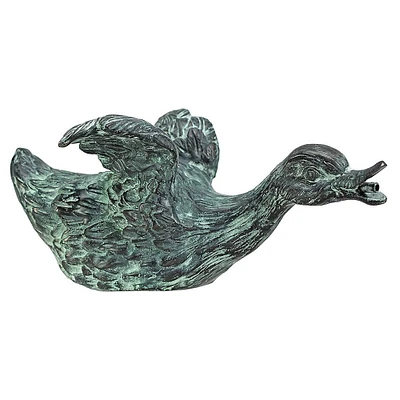 Design Toscano Lindell Pond Bronze Ducks Spitting Sliding Duck Garden Statue