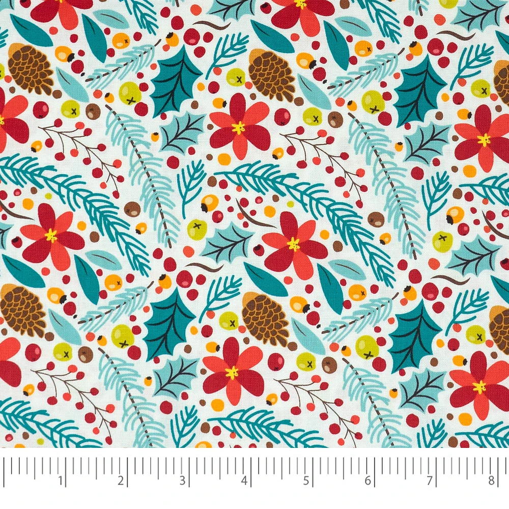 SINGER Christmas Floral Print Cotton Fabric