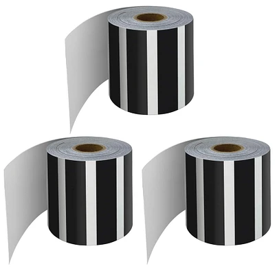 Carson Dellosa® Black & White Vertical Stripes Rolled Straight Border, 195ft.