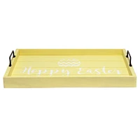 Elegant Designs™ 15.5" Yellow Wash Hoppy Easter Serving Tray with Handles