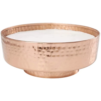 70oz. Sauvignon Blanc Scented White 4 Wick Candle in Elevated Copper Bowl