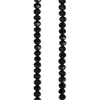 Black Faceted Glass Rondelle Beads, 6mm by Bead Landing™
