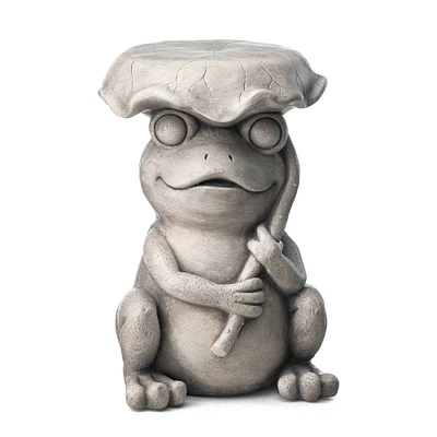 Glitzhome® 19" Frog & Lotus Faux Concrete Garden Stool