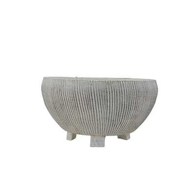 8.25" Small Distressed Cream Footed Terracotta Planter