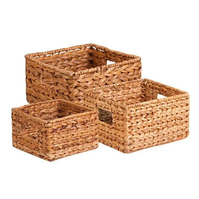 Honey Can Do Natural Woven Hyacinth Nested Storage Basket Set, 3ct.