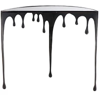 32" Aluminum Drip Console Table with Melting Designed Legs & Shaded Glass Top