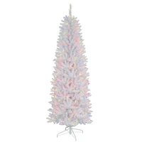 6.5ft. Pre-Lit White Pencil Fraser Fir Artificial Christmas Tree, Multicolor Lights