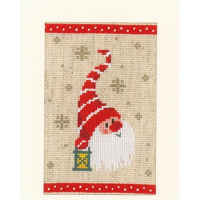 Vervaco Christmas Gnomes On Aida Counted Cross Stitch Greeting Card Kit