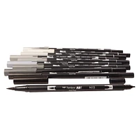 6 Packs: 10 ct. (60 total) Tombow Grayscale Palette Dual Brush Pen Set