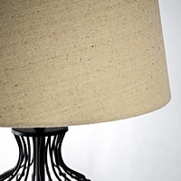 24" Black Cage Metal Table Lamp with Drum Shade