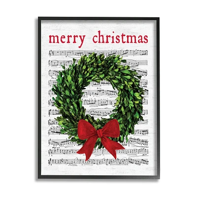 Stupell Industries Merry Christmas Song Wreath Framed Giclee Art