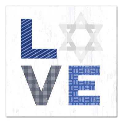 Love Hanukkah Blues 12x12 Canvas Wall Art