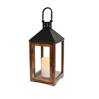 6 Pack: 14.5" Wood & Metal Lantern with LED Candle