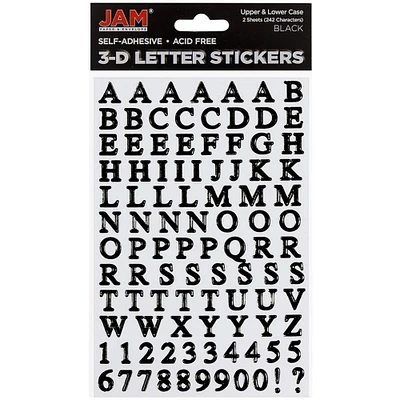 JAM Paper Black Upper & Lower Case Alphabet Letter Stickers