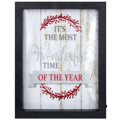 LED Lighted "Its The Most Wonderful Time Of The Year" Christmas Framed Wall Art