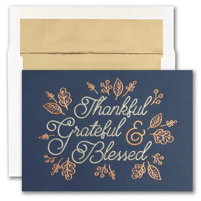 JAM Paper Blank Thankful Grateful & Blessed Thanksgiving Cards & Envelopes Set, 25ct.
