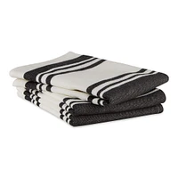 DII® Black Chef Stripe Dish Towels, 3ct.