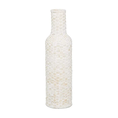 White Bamboo Tall Woven Floor Vase 9" x 9" x 30"