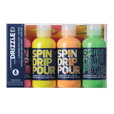6 Packs: 4 ct. (24 total) FolkArt® Drizzle™ Neon Fluid Pouring Acrylic Paints