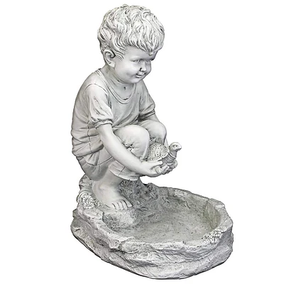 Design Toscano 16" Tommy at the Turtle Pond Little Boy Statue