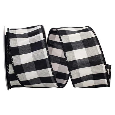 Reliant 2.5" x 10yd. Black & White Grand Gingham Wired Ribbon