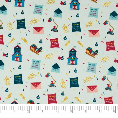 SINGER Christmas Houses Letters Print Cotton Fabric